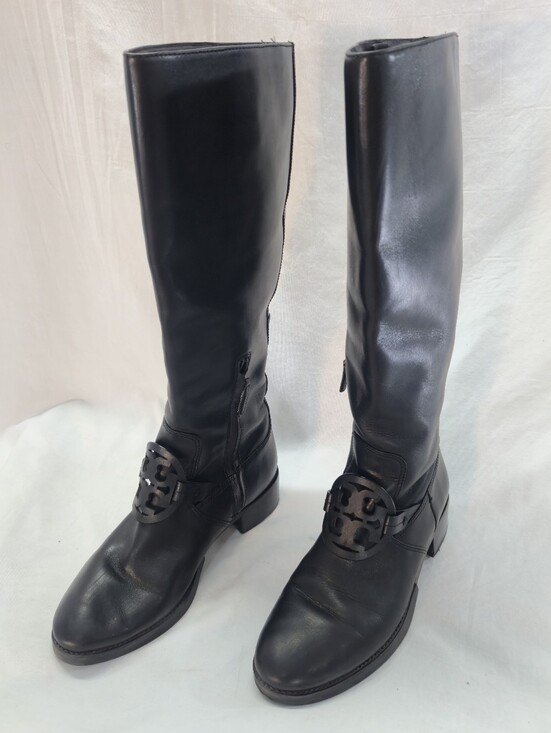 Tory Burch Shoes - Tory Burch Miller Women's Size 8 Black Leather Pull On Riding Boots